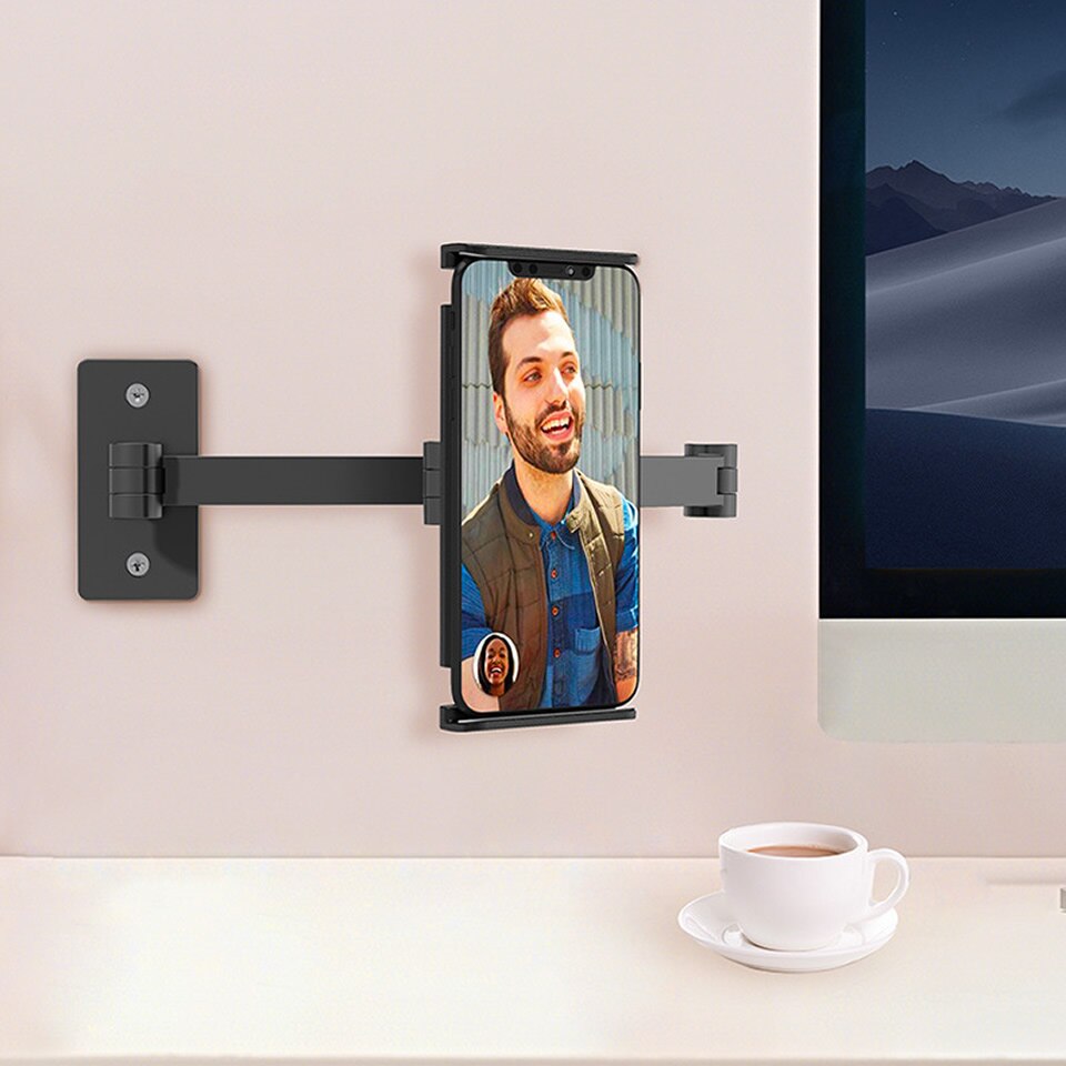 Lange Arm Wall Mount Tablet Stand Multi Hoek Verstelbare Drie As Aluminium Mobiele Telefoon Wall Mount Houder Voor Iphone ipad
