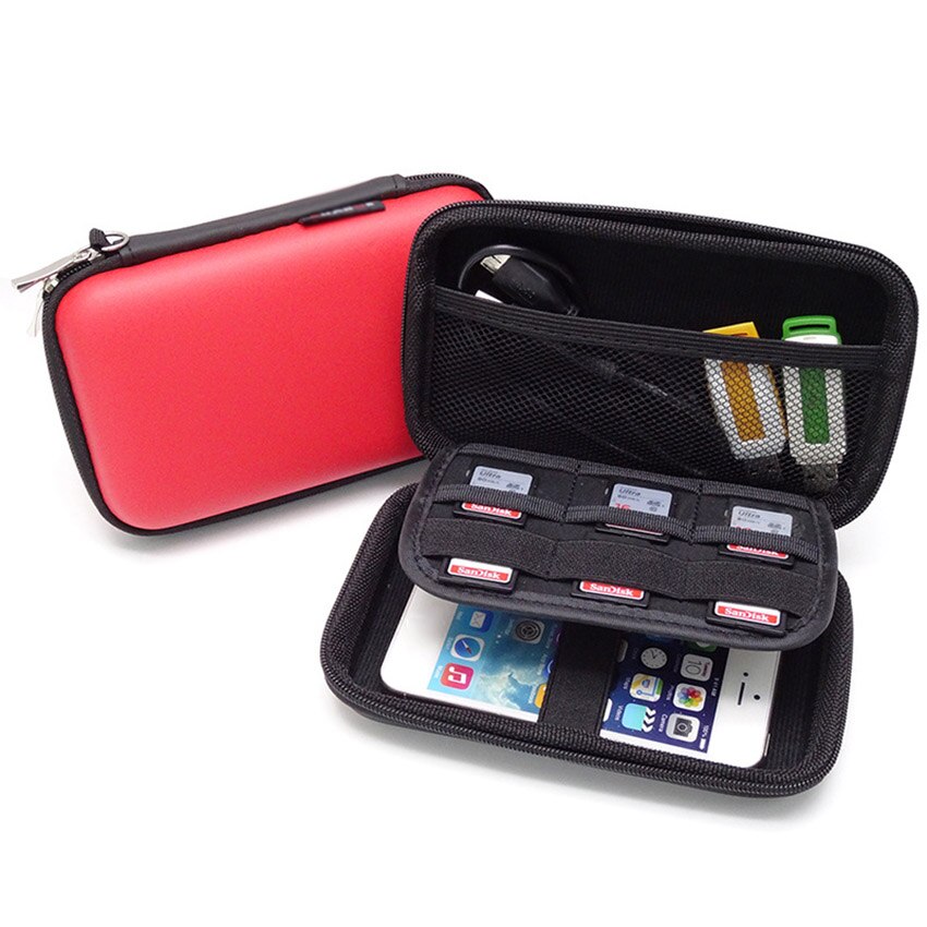 Kabel Organizer Bag Case Hoofdtelefoon Power Bank Case Elektronische Gadget Organizer Kabel Tas Usb Draden Oplader Digitale Opbergdoos: RED