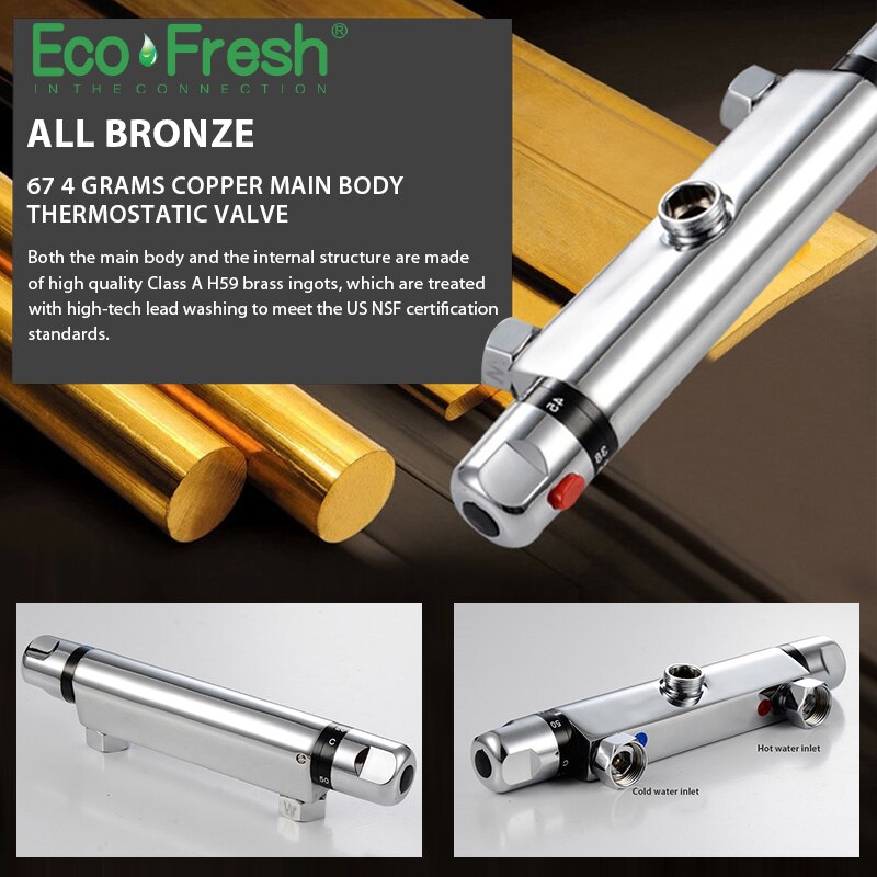 Ecofresh Thermostatic Mixer Shower Faucets Bathroom Faucet Thermostatic Mixing Valve Shower Set Thermostatic Shower Faucet