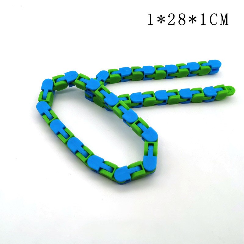 Puzzle Game Bike Chain Bracelet Snake Toy Plastic Kids Adult Funny Decompression Toy Countless Shapes Bracelet Snake Bending Toy: blue green