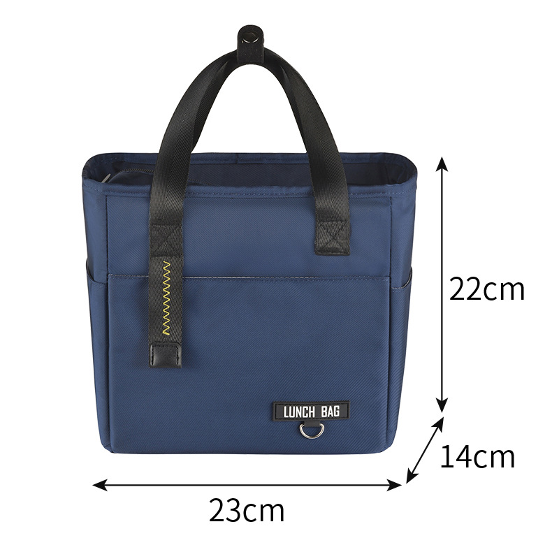 Borsa termica addensata impermeabile in tessuto Oxford fodera in PEVA scatola di ghiaccio borsa da pranzo per ufficio per ufficio isolamento termico impacco di ghiaccio portatile: 23x14x22 Navy blue