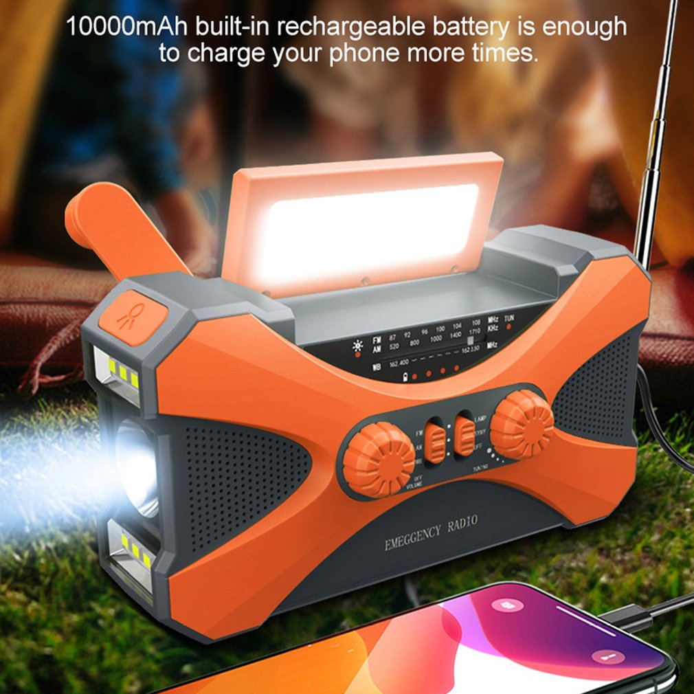 10000mAh Emergency Radio Portable AM FM WB NOAA Solar Hand Crank Radios Weather Radio LED Flashlight SOS Alarm Power Bank راديو
