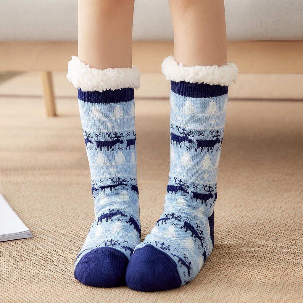 Meias femininas de lã meias de natal mais grossas anti-deslizamento tapete meias elk árvore de natal socks socks socks socks socks meias de natal