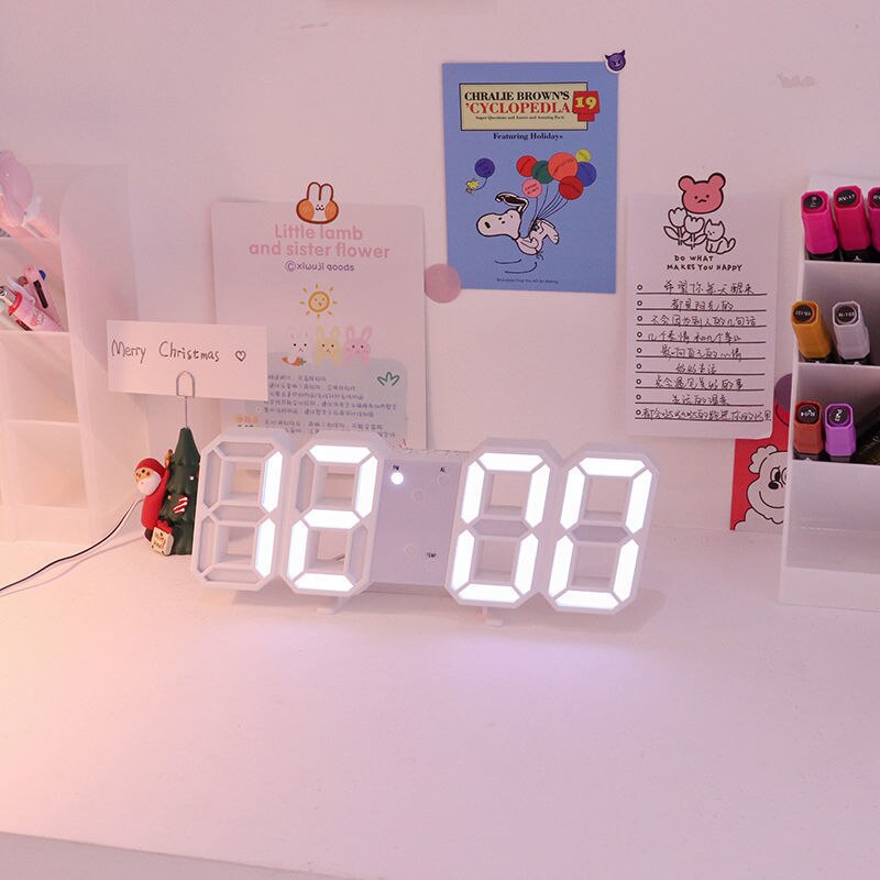Nordic Digital Alarm Clocks Wall Hanging Watch Snooze Function Table Clock Calendar Thermometer Display Office Electronic Watch