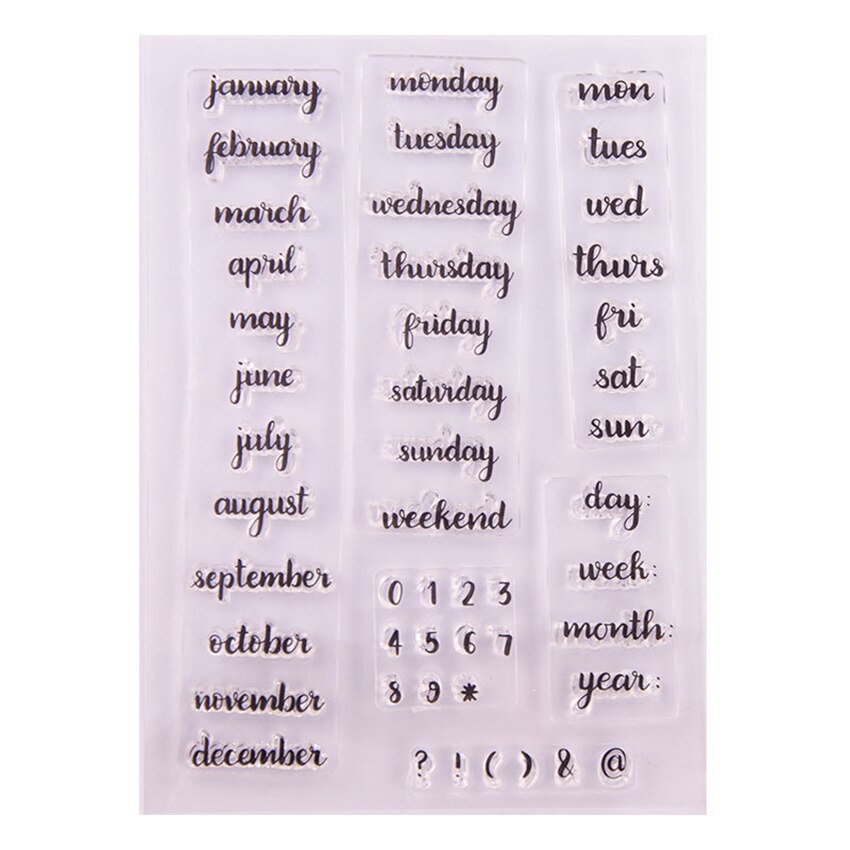 GLOBLELAND Kalender Clear Stempels Memorandum Planner Schema Siliconen Clear Stempel Seals Voor Kaarten Maken Diy Scrapbooking Foto Journal Album Decoratie