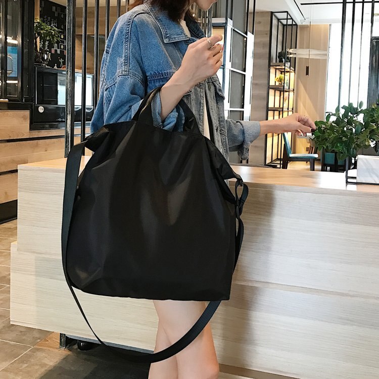 Sacs à main multifonctions en Nylon pour femmes, sac de voyage de grande capacité tendance, sacs de sport pour Shopping, sacs à bandoulière noir et bleu LW0156: black