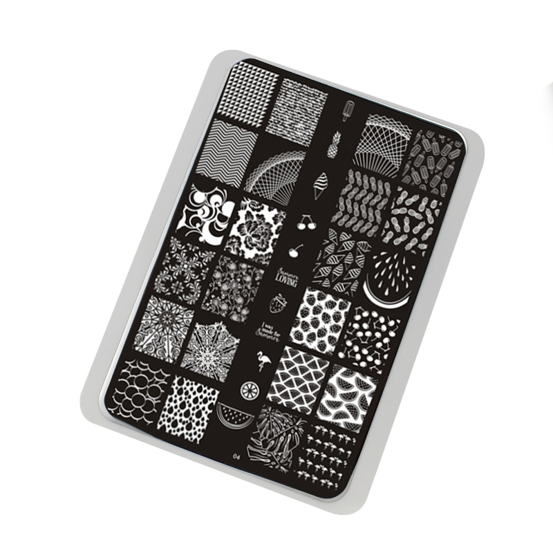 Plaques d&#39;estampage pour ongles, 14.5x9.5cm, 1 x tampon mixte en acier inoxydable, modèle pour Nail Art, outils de manucure