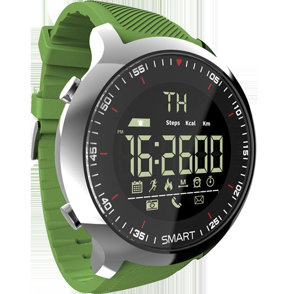 Ex18 relógio inteligente à prova dwaterproof água luminosa pedômetro mensagem de telefone ao ar livre masculino smartwatches: green