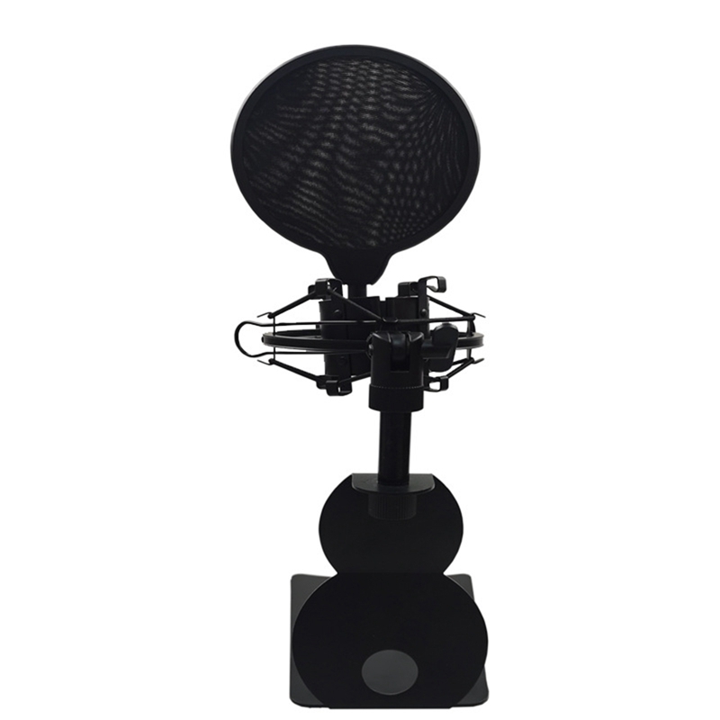 Desk Microphone Holder with Windshield Shock Mount L Shaped Microphone Stand Mount Non Slip Mic Bracket: Default Title