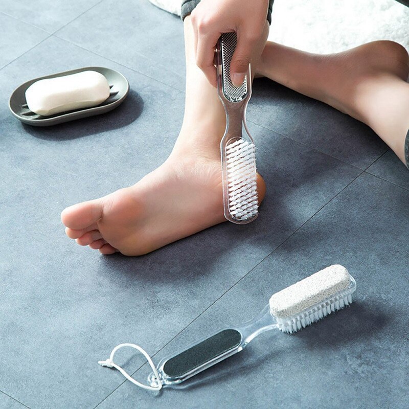 Accueil pied pierre ponce 4 en 1 pierre morte peau dissolvant brosse pédicure meulage Double tête brosse de nettoyage-Janitorial & Sanitati