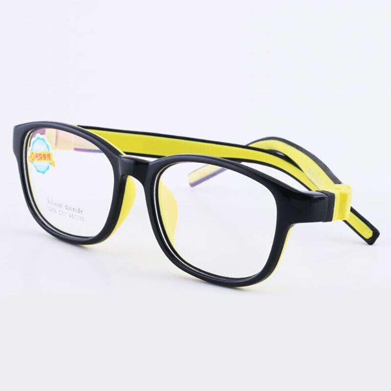 1255 Child Glasses Frame for Boys and Girls Kids Eyeglasses Frame Flexible Eyewear for Protection and Vision Correction: Yellow