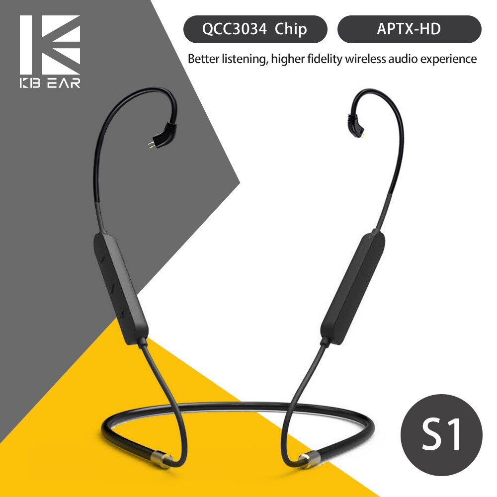 AK KBEAR S1 Bluetooth 5.0 Sports Bluetooth Upgrade Cable Wireless Headset Mate for KBEAR KS2 KB04 KB06 TRI I3