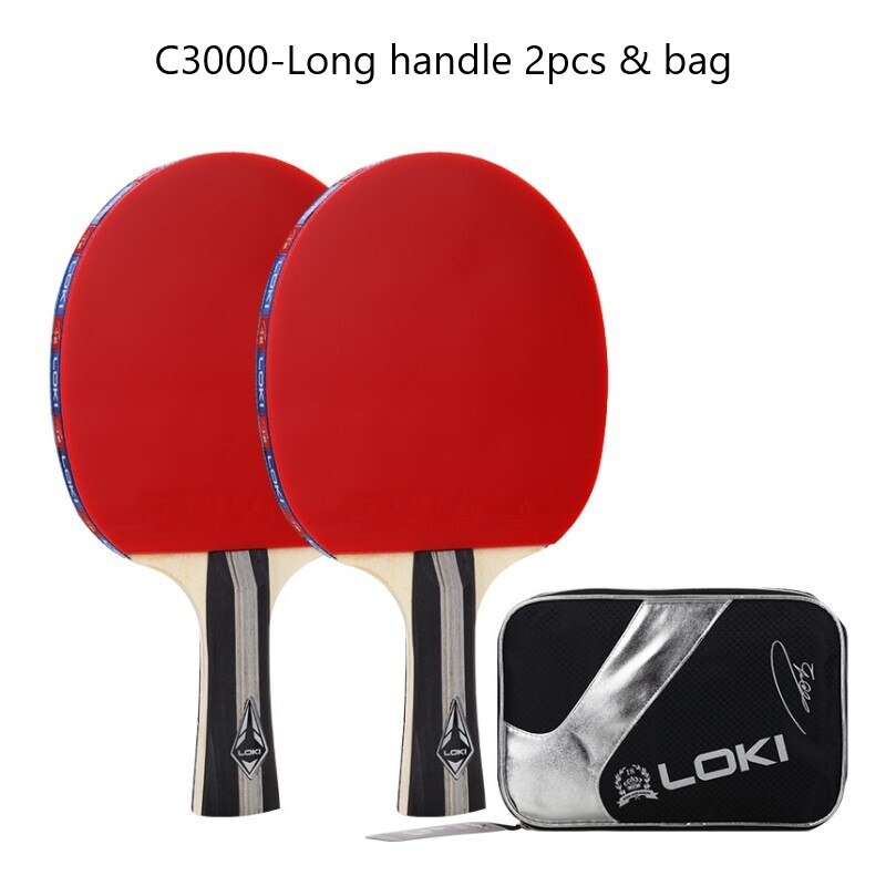 Loki-paletas de Ping Pong para principiantes, raqueta de tenis de mesa con 5 hojas de madera, 1 par de granos de goma: C3000-2FL