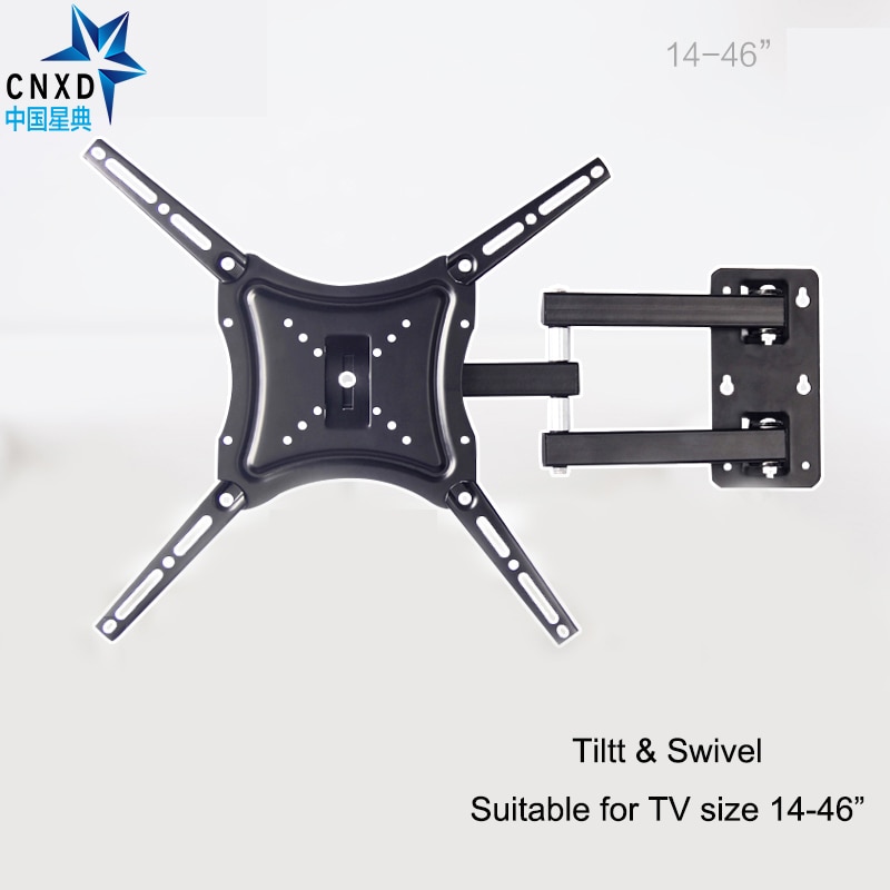Retractable Full Motion TV Wall Mount Bracket Wall Stand Adjustable Mount Arm Fit for Plasma Flat LED TV 14"-46" Support 25KG