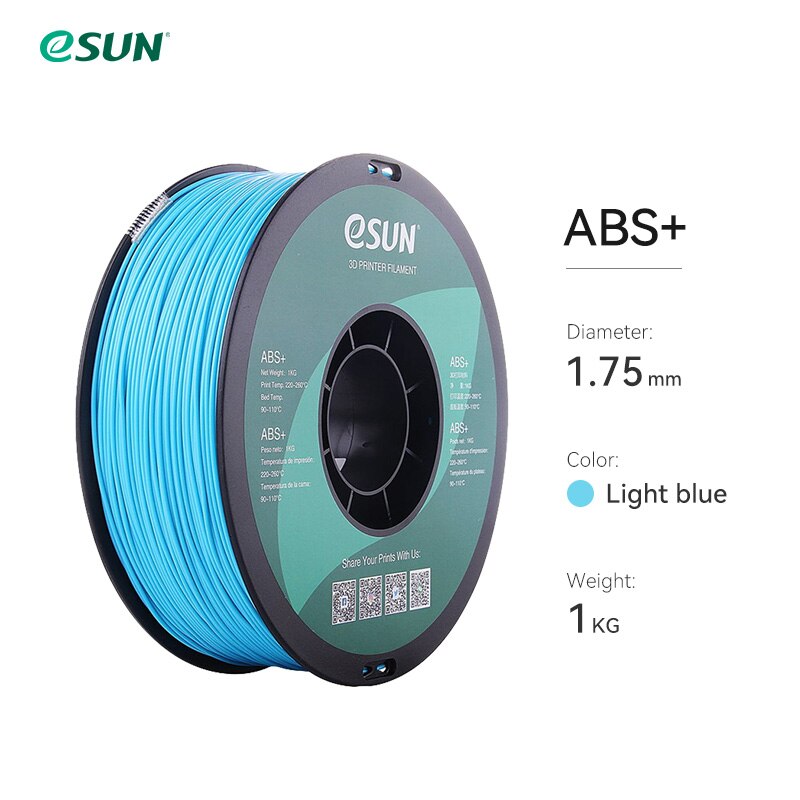 eSUN ABS+ Filament 1.75mm ABS Plus 3D Printer Filament Accuracy +/- 0.05mm 1KG 2.2 LBS Spool 3D Printing Material for 3D Printer: Light blue