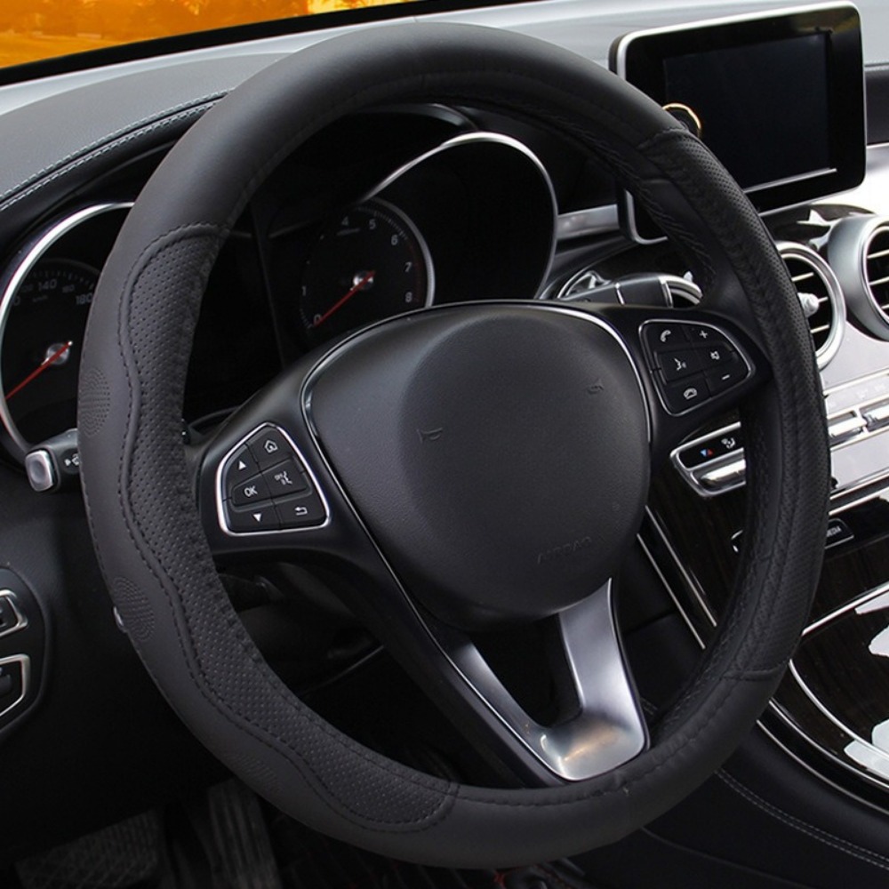 Capa universal de couro para volante de carro, antiderrapante, fibra dinâmica em relevo, estilo durável, protetor de volante