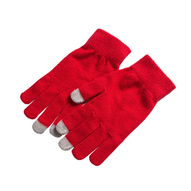 Guantes Térmicos de invierno para adultos, manoplas de punto cálido con aislamiento y pantalla táctil para teléfono inteligente: Rojo