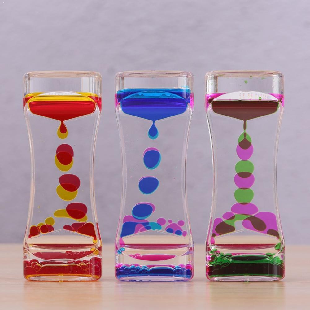 Temporizador visual sensorial líquido, juguete sensorial Visual, reloj de arena especial para la sedación del autismo, se necesita movimiento líquido, temporizador visual de vidrio flotante de aceite