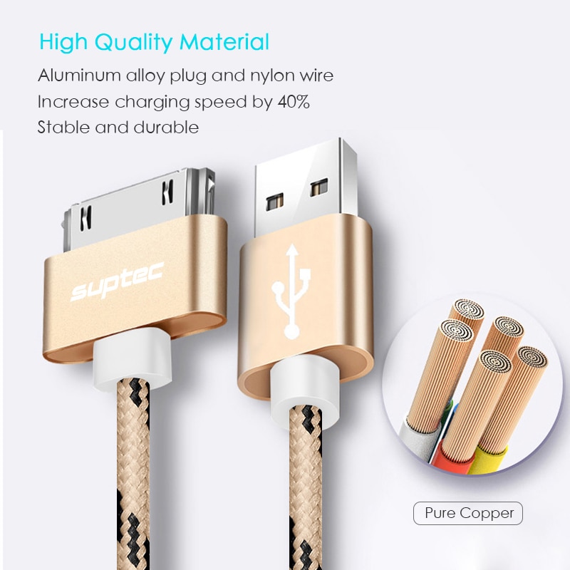 Suptec voor iphone 4 4s 3gs 3g ipad 1 2 3 ipod nano touch 30- pins usb-kabel snel opladen originele opladeradapter datasynchronisatiekabel