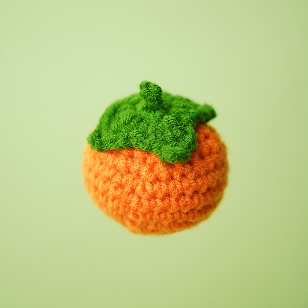 Lindo dibujo de lana fruta linda girasol naranja tejido a mano fresa lana Crochet fresa tejida fruta ornamento