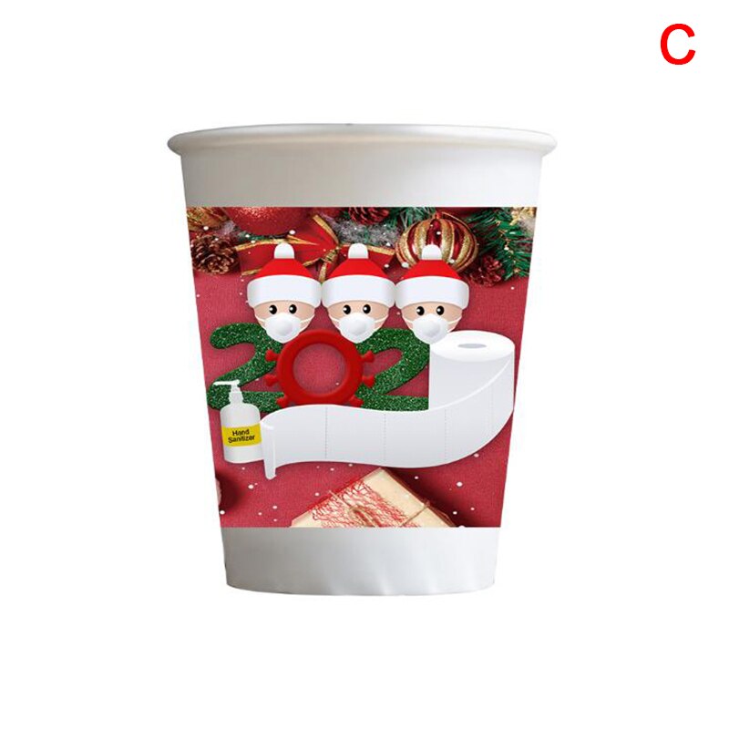 Lot de 5 gobelets en papier imprimés « joyeux noël » pour décoration de table jetable, fournitures de fête, noël, anniversaire: C