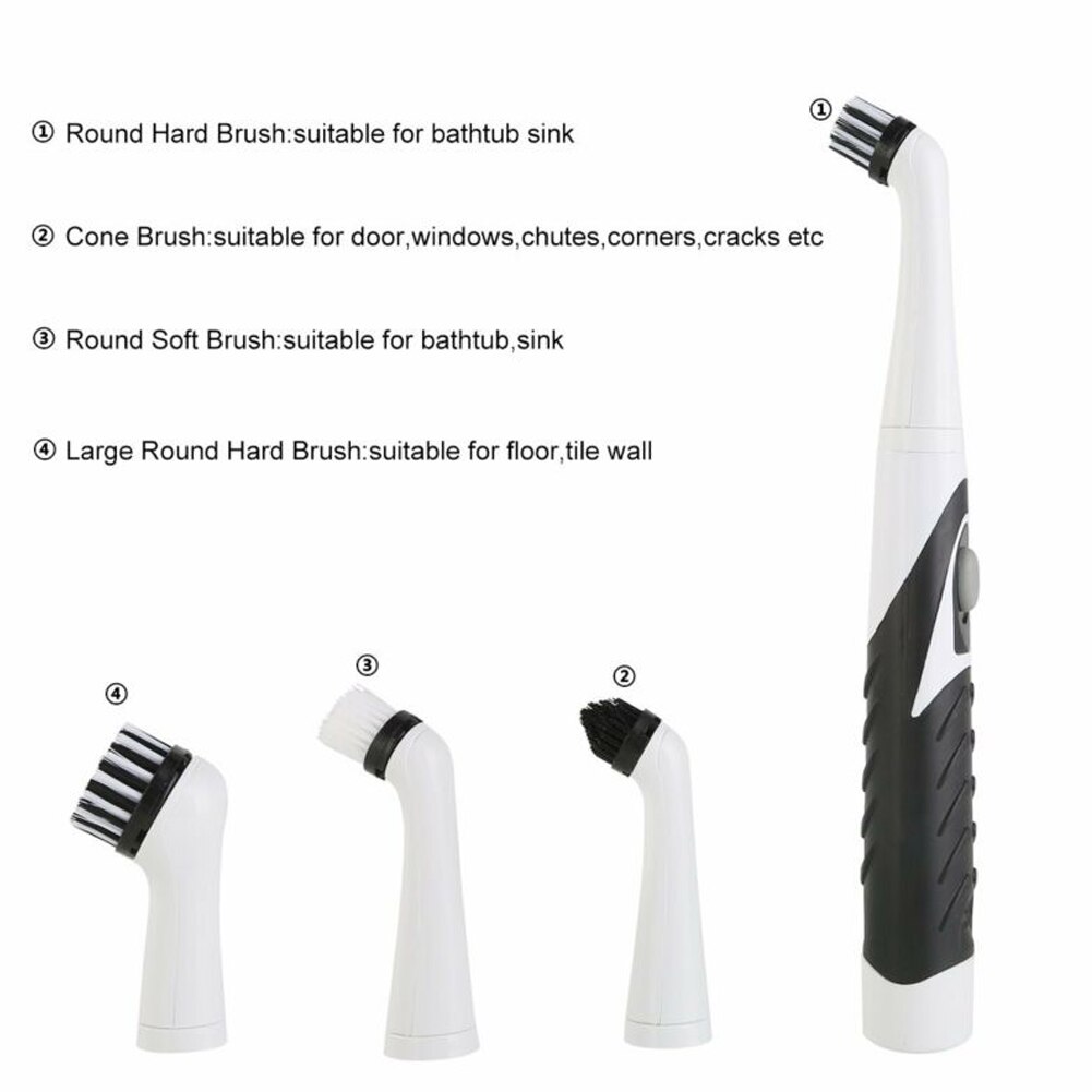Multifunction Electric Sonic Scrubber Super Cleaning Brush Household Cleaner Brush 4 Brush Heads