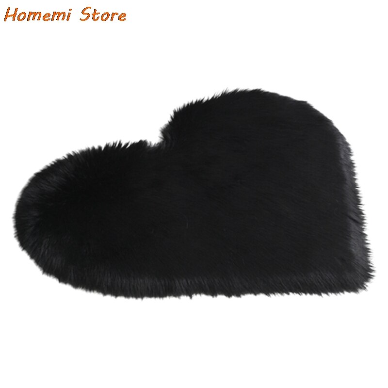 Pluche Tapijt Voor Woonkamer Hartvormige Pluche Tapijt Slaapkamer Tapijten Sofa Kussen Bed Home Decor Tapijten Zachte Mat: 50 x 65cm / Black