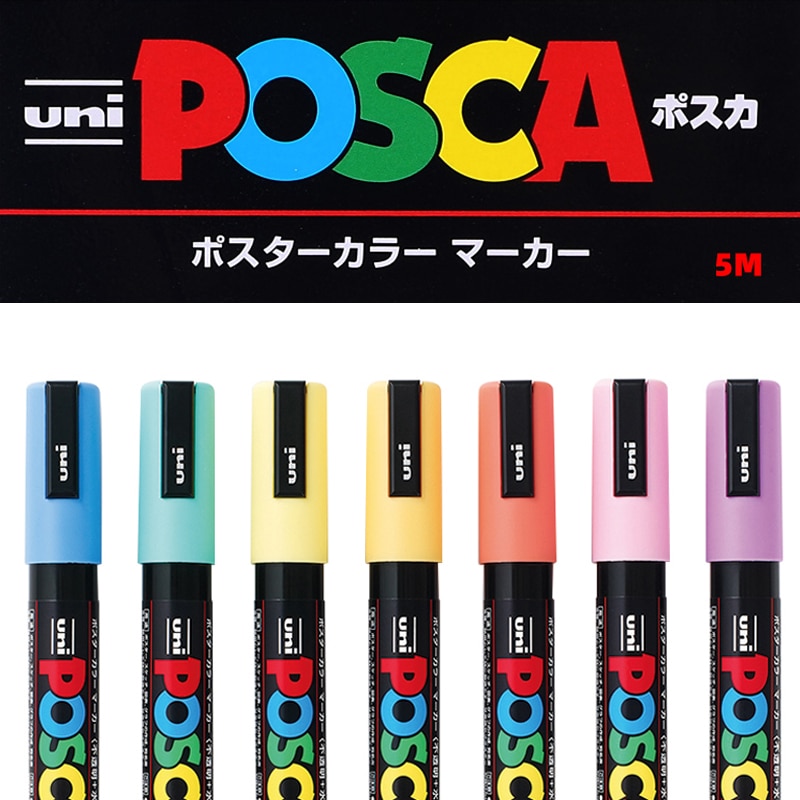 7 kpl soft series uni posca markkeri kynä pc -5m setti pop juliste mainonta kynä maali kynä sarjakuva maalaus pyöreä pää vesi taidetussi