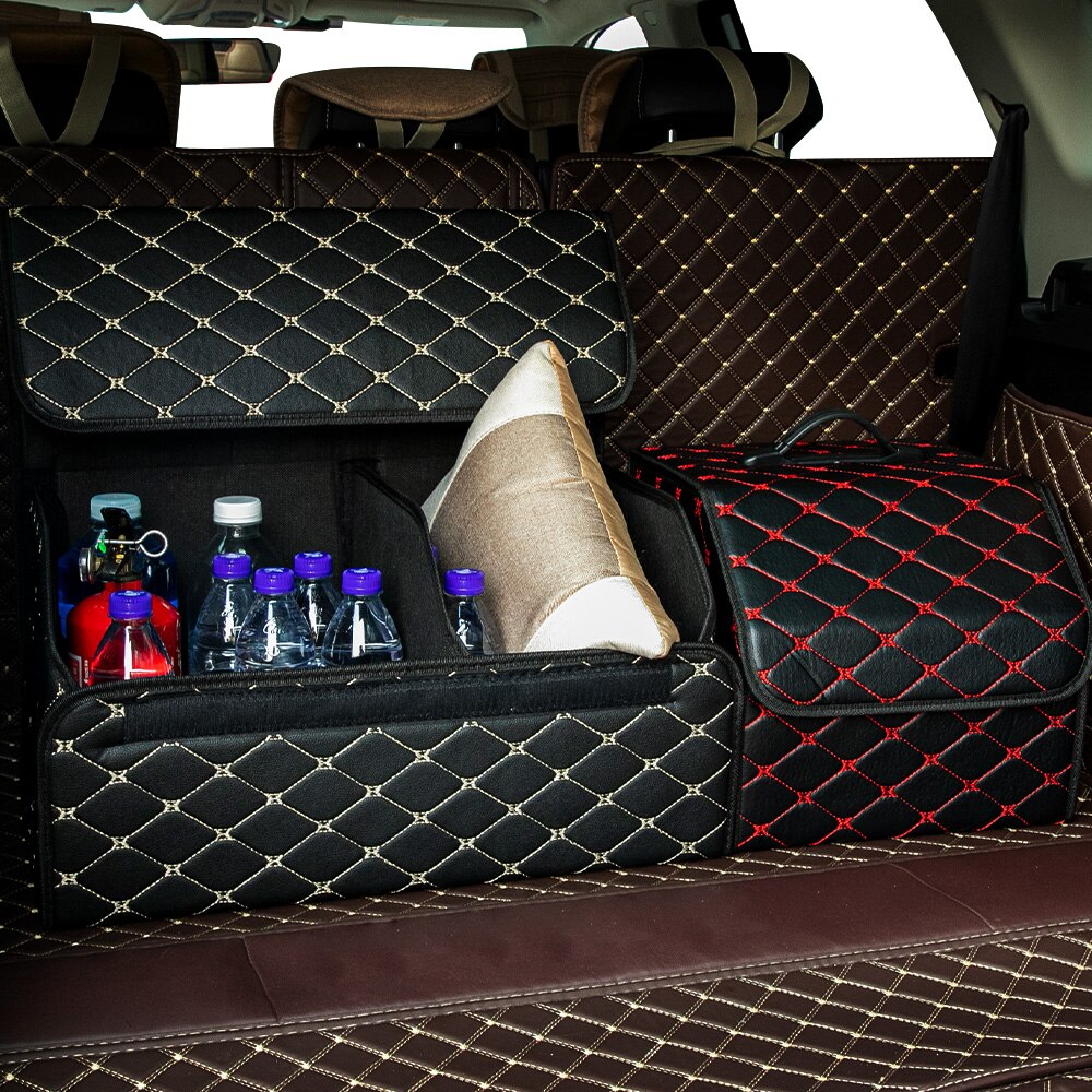 Auto Kofferraum Organizer Kasten Lagerung Tasche Auto Müll Werkzeug Tasche PU Leder Falten Fracht Lagerung Verstauen Aufräumen Auto Veranstalter