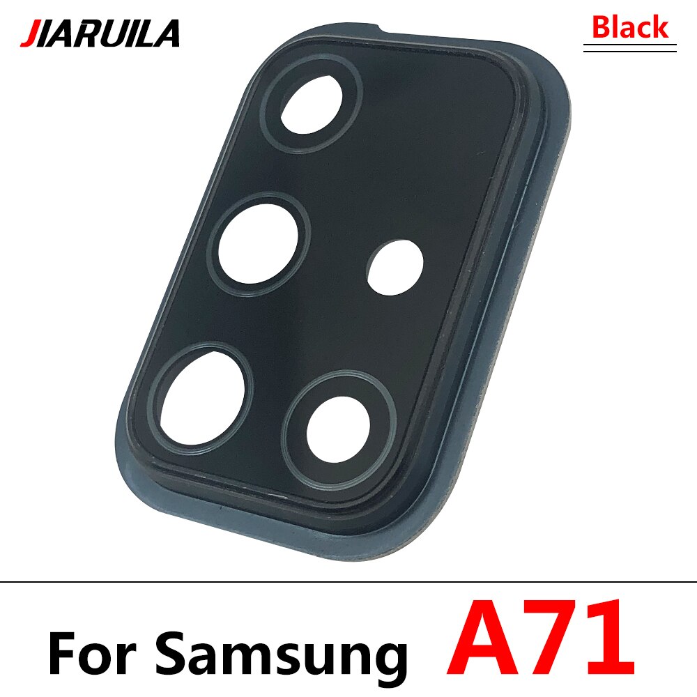 Housing Back Camera Glass Lens With Cover Frame Holder For Samsung A71 Glass Lens Circle Cover With Adhensive Glue + Repair Tool: A71 Black With Frame