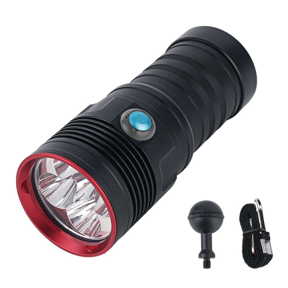 BORUiT 5*XM-L2 LED Scuba Diving Flashlight 6000LM 3-Mode Diving Video Photography Torch Underwater 80M 18650 Spearfishing Light: Default Title