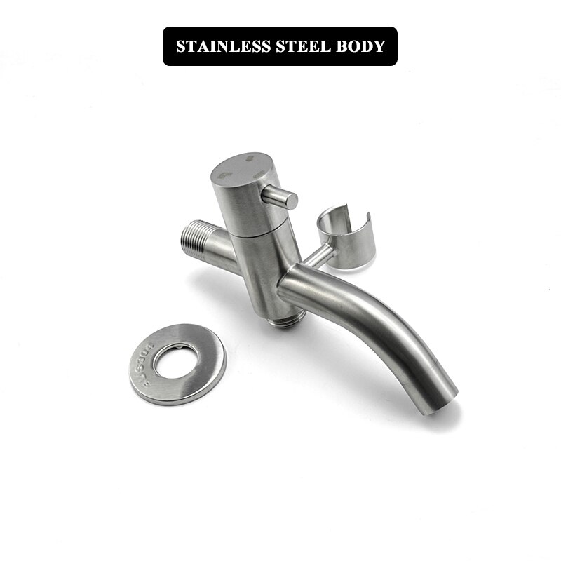 Toilet Bidet Tap Faucet Brushed Stainless Steel Portable Shower Bathroom Bidet Wall Mounted Mop Washer Tap with Shattaf Holder: Faucet Only
