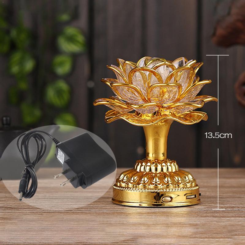 Lotus Flower Lights Buddha Bright Lamp LED Colorful Light Lotus Lanterns Buddha Prayer Machine Goddess Buddhist Music US PLUG