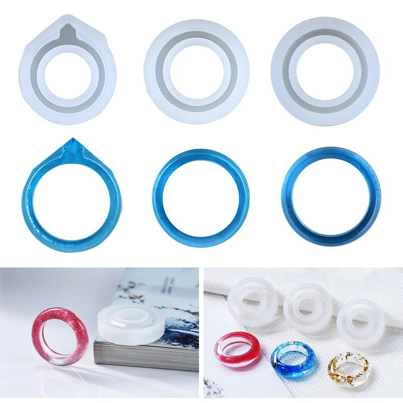Kit de resina epoxi, moldes de silicona para anillo, gotero de 3 tamaños, joyería, anillos de 16/17/18mm, hechos a mano, accesorios, , 1 ud.