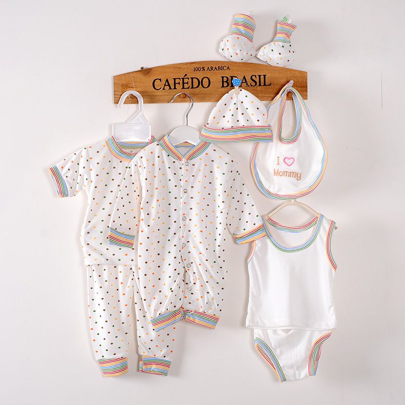 8 stk/sæt nyfødt baby tøj sæt mærke baby dreng/pige tøj 100%  bomuld polka dot undertøj 0-3m m2: Hvid
