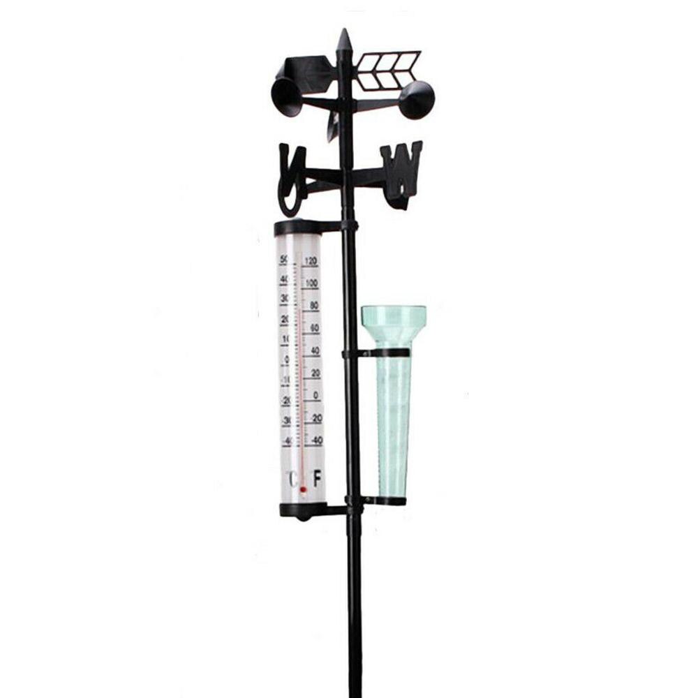 Garden Thermometers Rain Gauge Wind Indicator Weather Station Kit 35mm Measurement Tool Garden Water Ground: Dark Grey
