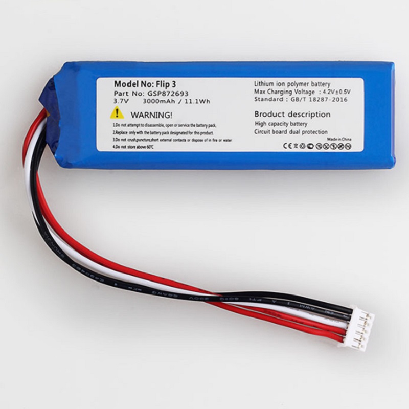 Batteria per JBL Flip 3 Player nuovo pacco accumulatore ricaricabile ai polimeri di litio sostituzione GSP872693 3.7V 3000mAh codice traccia