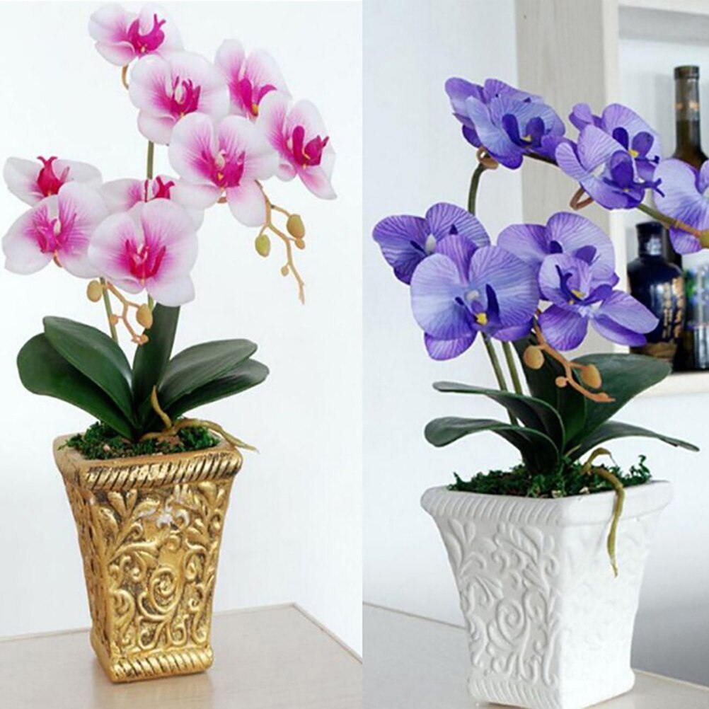 2 Stuks Kunstmatige Vlinder Orchidee Zijde Blad Nep Bloem Thuis Bruiloft Decor