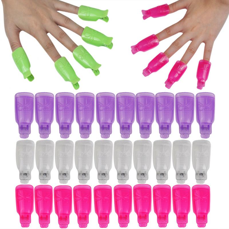10 Stuks Plastic Hand Nail Art Losweken Cap Clip Manicure Uv Gel Polish Remover Nail Art Wrap Gereedschap