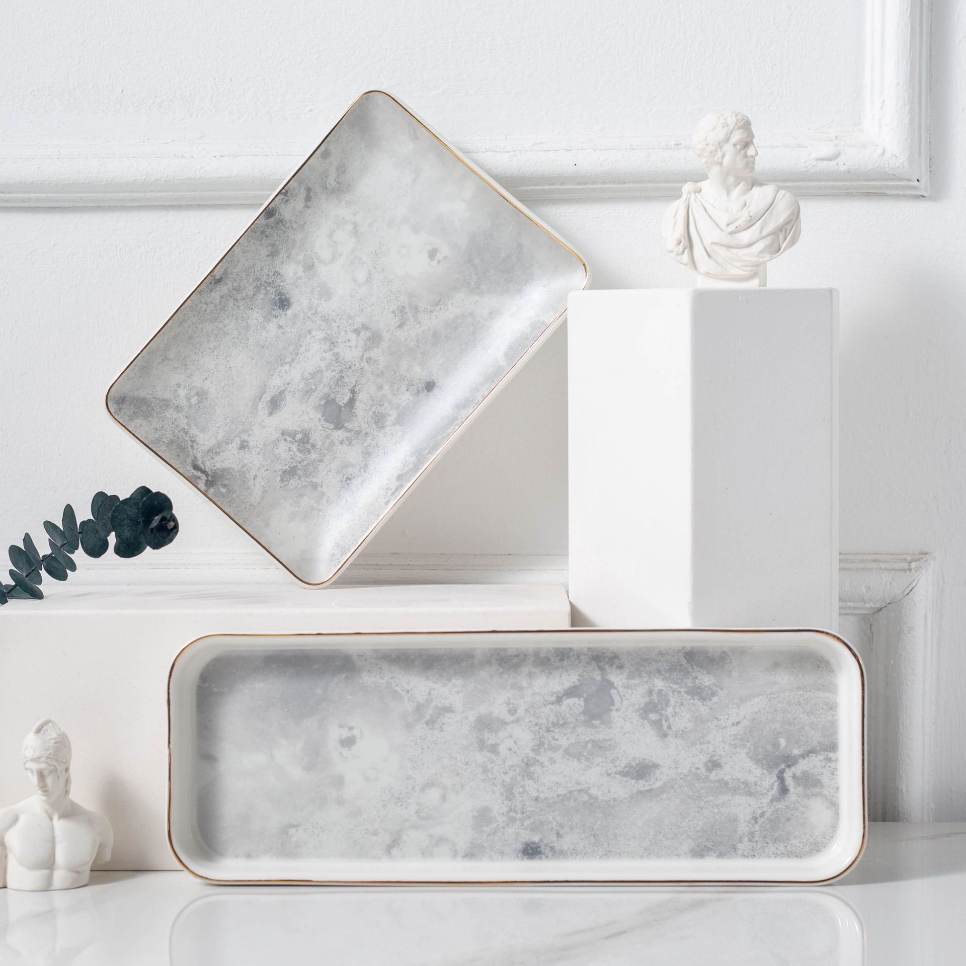 Maan Plaat Serie Hyunguan Collectie Plaat Zilver Matte Snack Plaat Keramische Sieraden Plaat Dessertbord Diner Platen