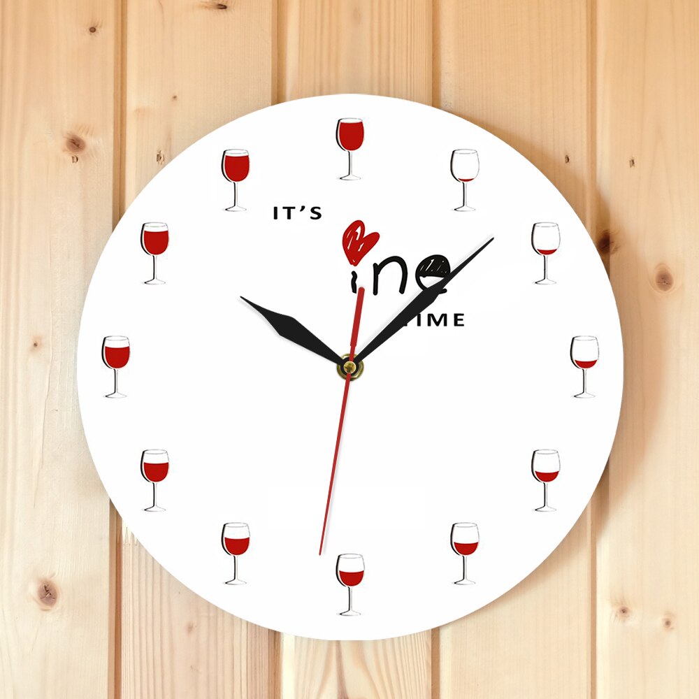 It's Wine Time Wall Clock Alcohol Wine Glass Decorative Red Wine Clock Watch Liquor Timepiece Restaurant Wine Drinker Lover