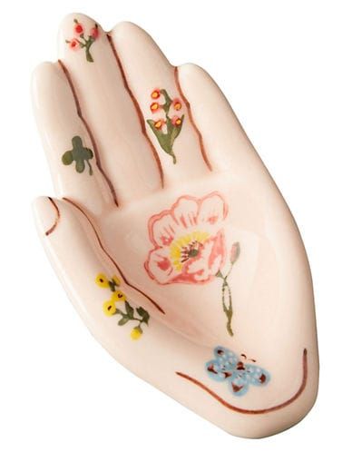Decorative Hand Shape Plate Handpainted Ceramic Mini Trinket Tray Vanity Jewelry Storage Display Ring Dish Unique