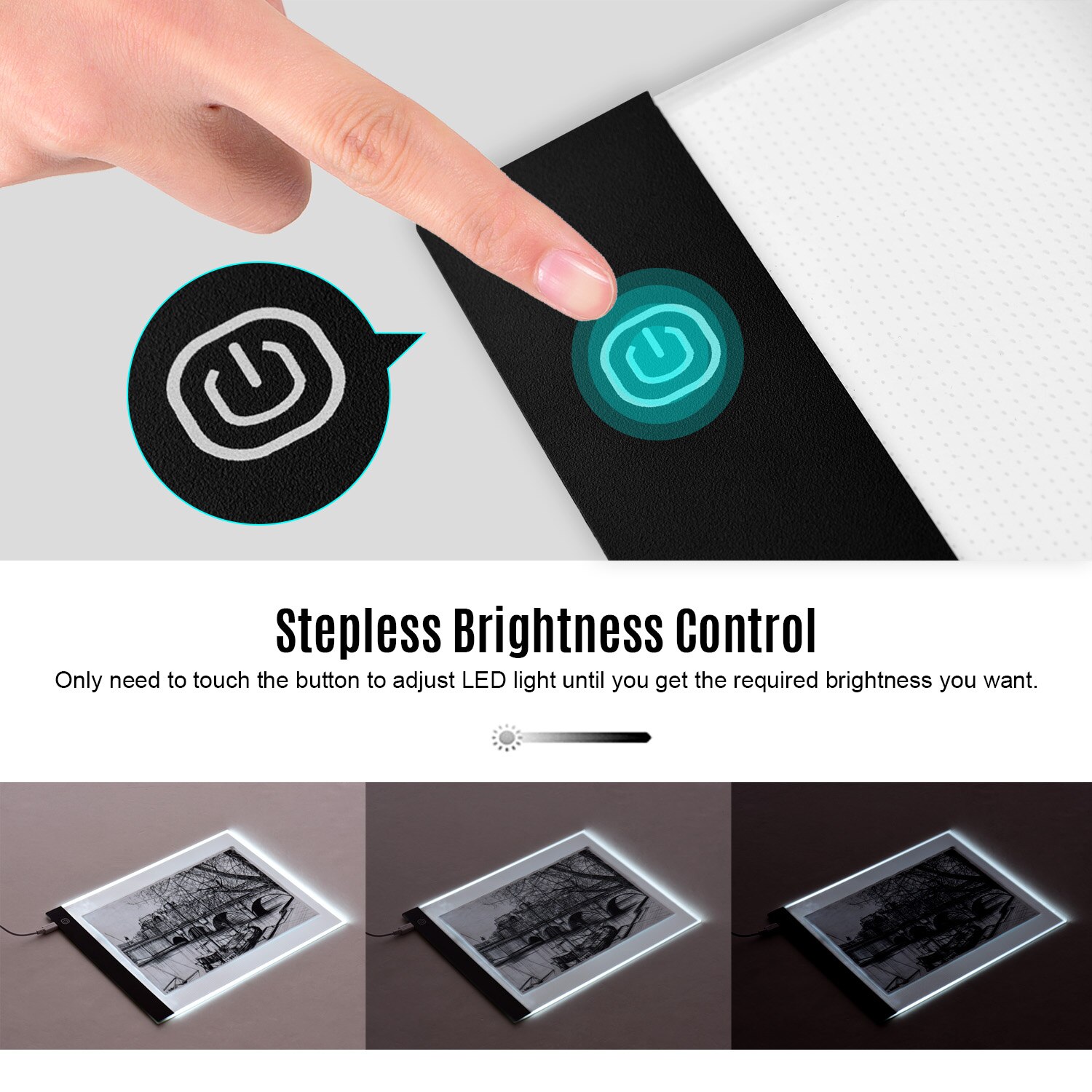 B4 Ultra-thin LED Light Pad Light Box Dimmable Brightness USB Powered Artcraft Tracing Light Table Copy Board Memory Function