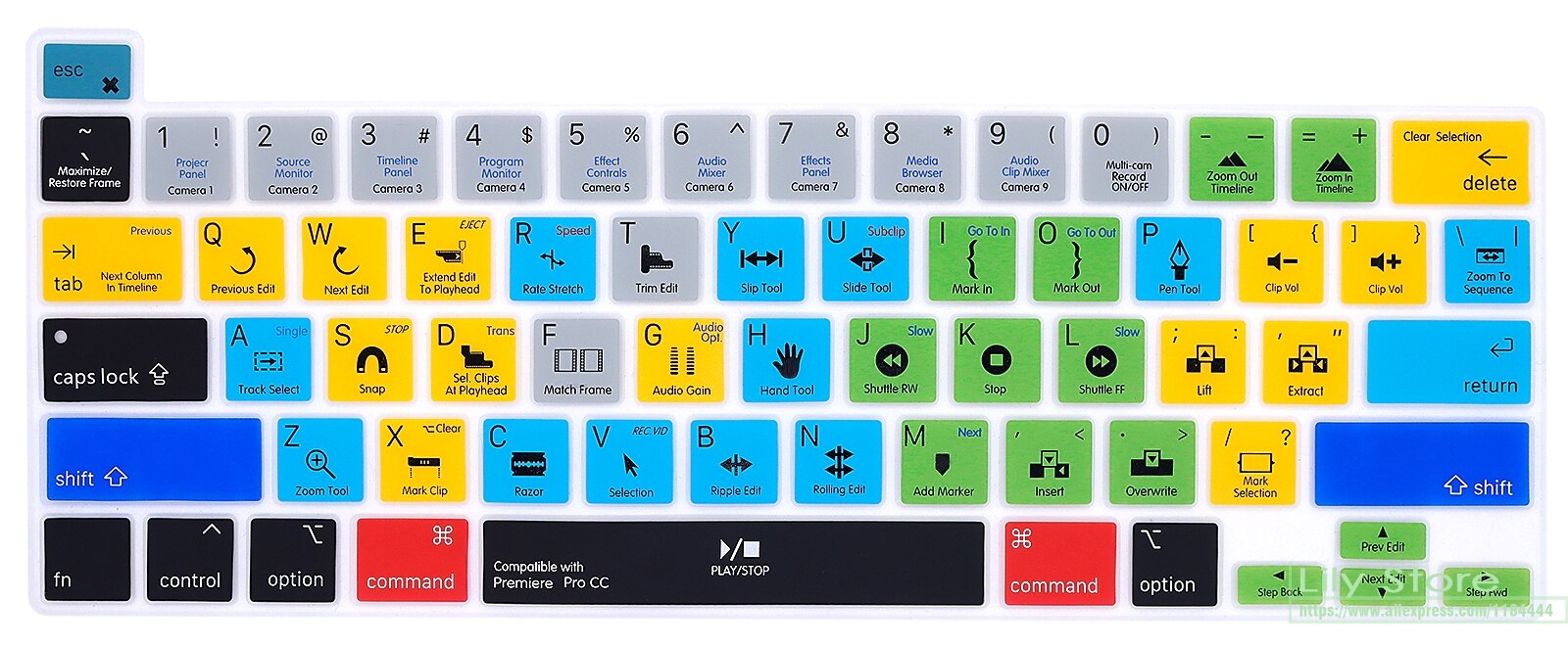 for MacBook Pro 16 A2141 for MacBook Pro 13.3 inch M1 A2338 A2251 A2289 Premiere Pro CC Shortcut Hotkey Keyboard Cover Skin: Default Title