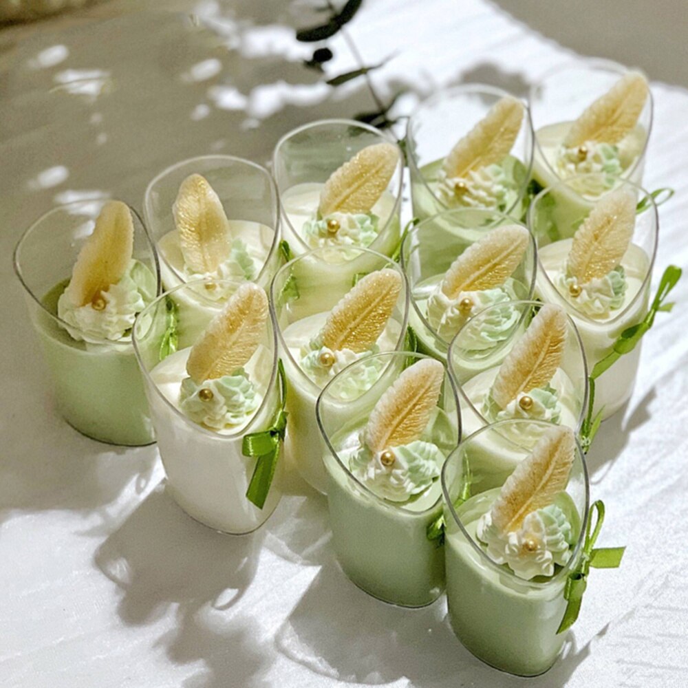 50pcs 80ml Mini Dessert Cups Clear Slanted Parfait Appetizer Cup Jelly Pudding Mousse Cup: Default Title