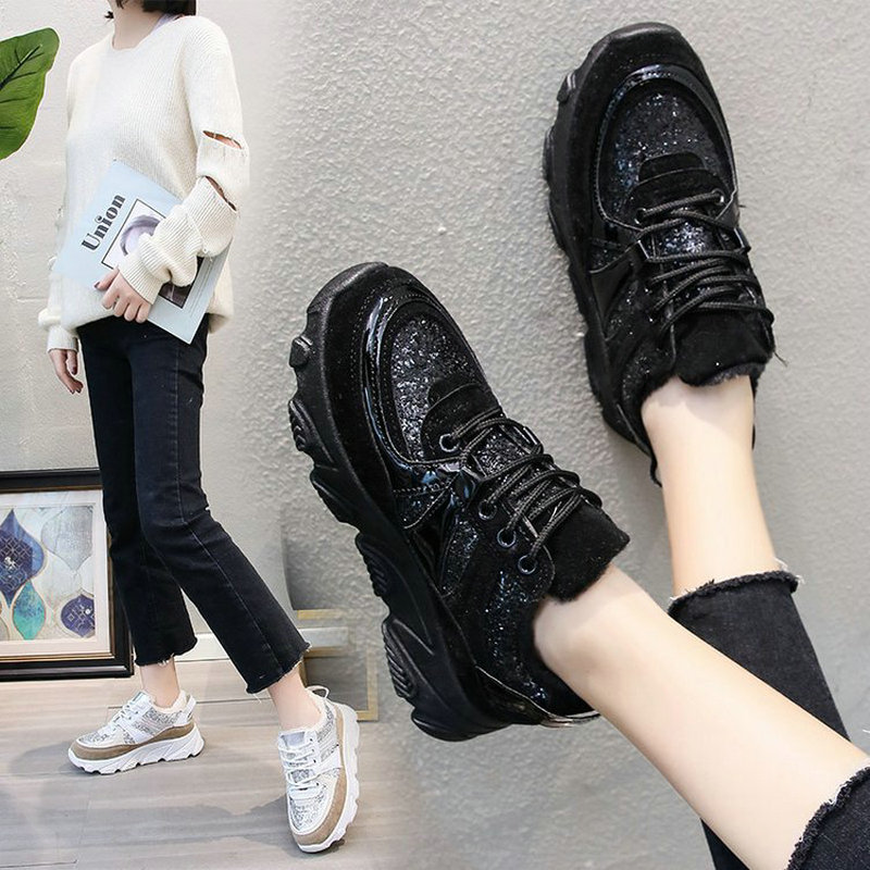 Ins super fire sneakers women Korean thick bottom student running shoes lace casual sports shoes fpr women ZZ-250