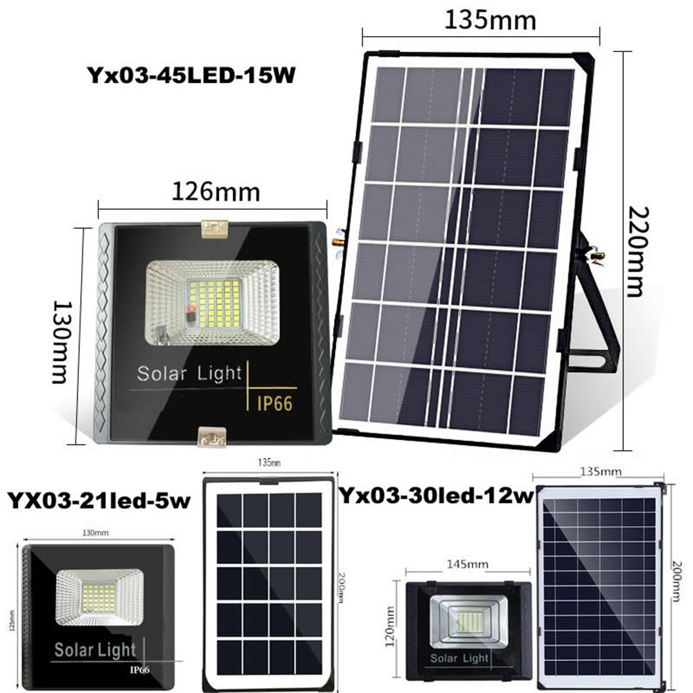 Led-tuinverlichting op zonne-energie, buitenverlichting op zonne-energie, waterdicht,  ip66 zonne-beveiligingslampen, schijnwerpers, afzonderlijk paneel voor binnen