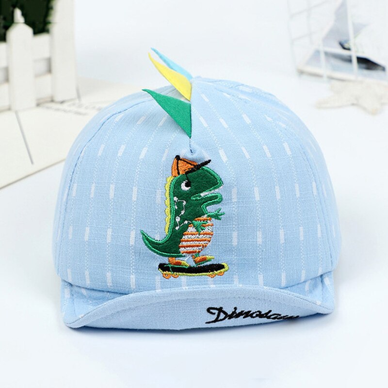 Sombrero de bebé con dibujos animados de dinosaurios, gorra de béisbol a rayas, suave, sombrero de sol de playa, gorra de niño pequeño