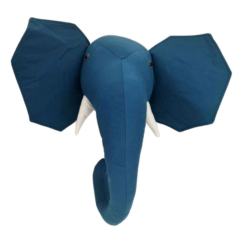 3d udstoppede dyr elefant hoved væghængende baby børn soveværelse indretning legetøj fødselsdag foto rekvisitter: Blå