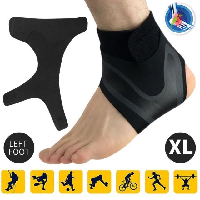 Voet Mouw Ondersteuning Enkel Bandage Zwart Polyester Vezel Duurzaam Veiligheid Been Training: XL Left